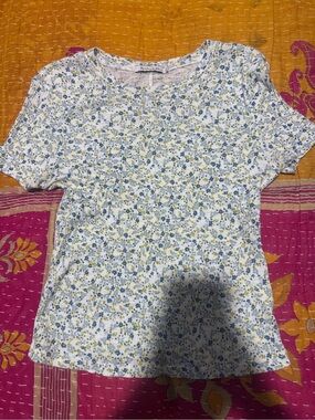 Michael Stars Green/blue floral baby tee